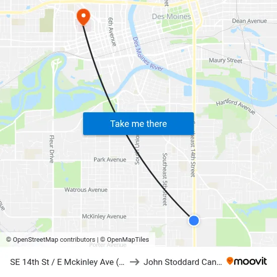 SE 14th St / E Mckinley Ave (Far-Side), Dsm to John Stoddard Cancer Center map