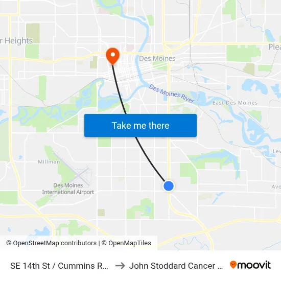 SE 14th St / Cummins Rd, Dsm to John Stoddard Cancer Center map