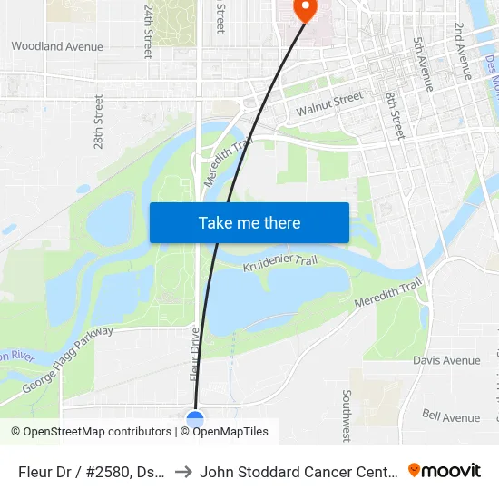 Fleur Dr / #2580, Dsm to John Stoddard Cancer Center map