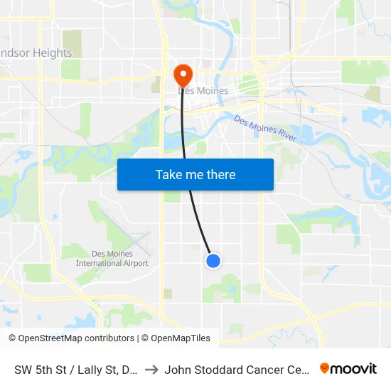 SW 5th St / Lally St, Dsm to John Stoddard Cancer Center map