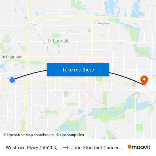 Westown Pkwy / #6200, Wdm to John Stoddard Cancer Center map