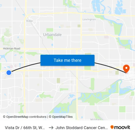 Vista Dr / 66th St, Wdm to John Stoddard Cancer Center map
