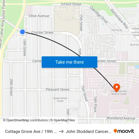 Cottage Grove Ave / 19th St, Dsm to John Stoddard Cancer Center map