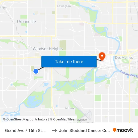 Grand Ave / 16th St, Wdm to John Stoddard Cancer Center map