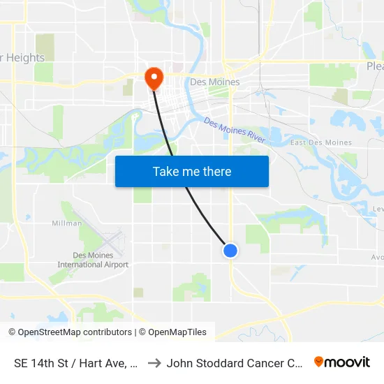 SE 14th St / Hart Ave, Dsm to John Stoddard Cancer Center map