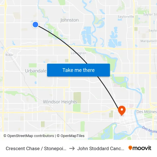 Crescent Chase / Stonepointe Ln, Jst to John Stoddard Cancer Center map
