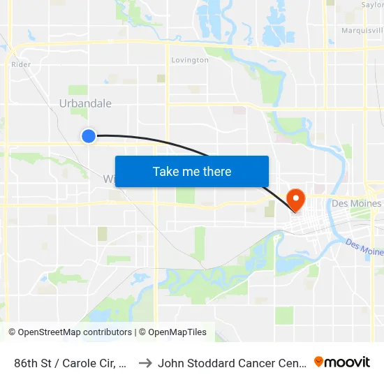 86th St / Carole Cir, Urb to John Stoddard Cancer Center map
