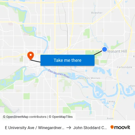 E University Ave / Winegardner Rd (Far-Side), Dsm to John Stoddard Cancer Center map