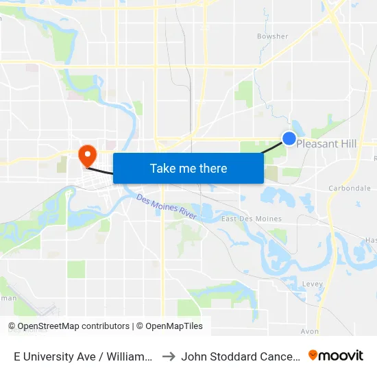 E University Ave / Williams St, Dsm to John Stoddard Cancer Center map