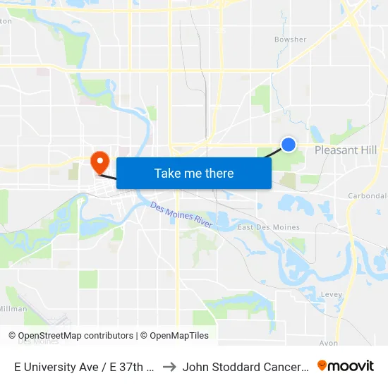 E University Ave / E 37th Ct, Dsm to John Stoddard Cancer Center map