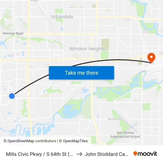 Mills Civic Pkwy / S 64th St (Far-Side), Wdm to John Stoddard Cancer Center map