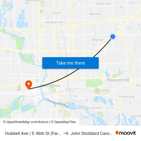 Hubbell Ave / E 46th St (Far-Side), Dsm to John Stoddard Cancer Center map
