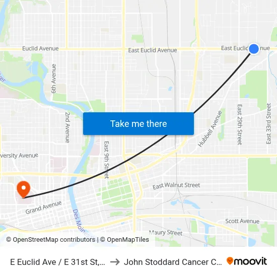 E Euclid Ave / E 31st St, Dsm to John Stoddard Cancer Center map