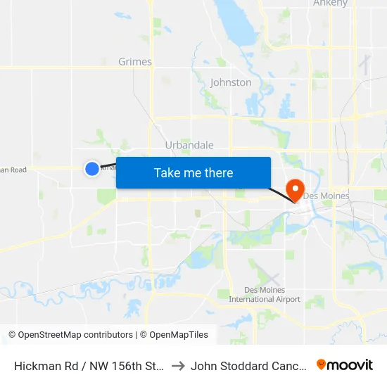 Hickman Rd / NW 156th St (P&R), Clv to John Stoddard Cancer Center map
