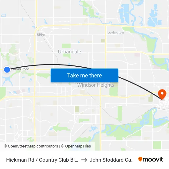 Hickman Rd / Country Club Blvd (Far-Side), Clv to John Stoddard Cancer Center map