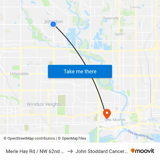 Merle Hay Rd / NW 62nd Ave, Jst to John Stoddard Cancer Center map