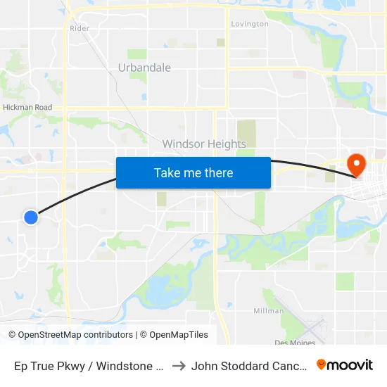 Ep True Pkwy / Windstone Apts, Wdm to John Stoddard Cancer Center map
