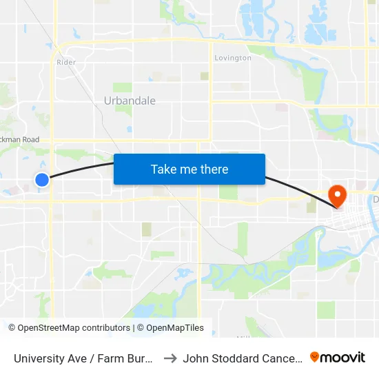 University Ave / Farm Bureau, Wdm to John Stoddard Cancer Center map