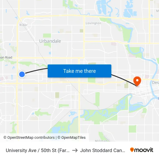 University Ave / 50th St (Far-Side), Wdm to John Stoddard Cancer Center map