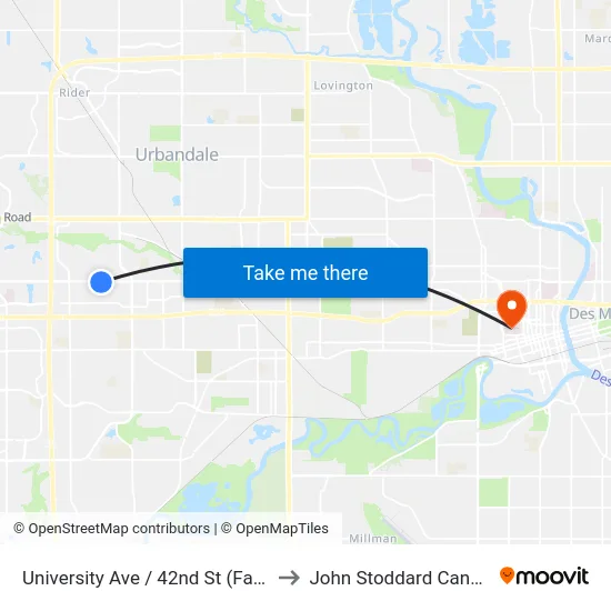 University Ave / 42nd St (Far-Side), Wdm to John Stoddard Cancer Center map