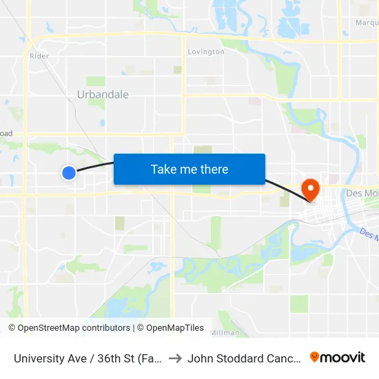 University Ave / 36th St (Far-Side), Clv to John Stoddard Cancer Center map