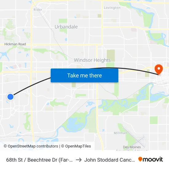 68th St / Beechtree Dr (Far-Side), Wdm to John Stoddard Cancer Center map