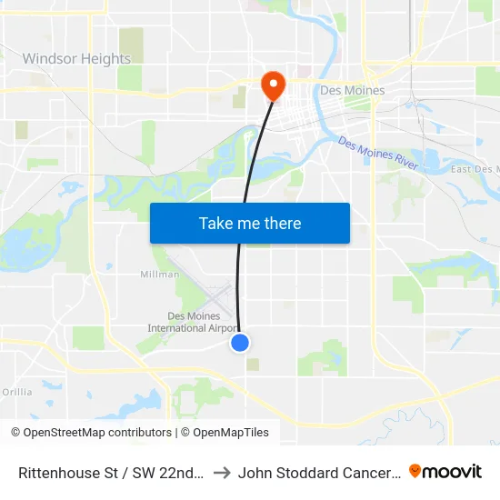 Rittenhouse St / SW 22nd St, Dsm to John Stoddard Cancer Center map