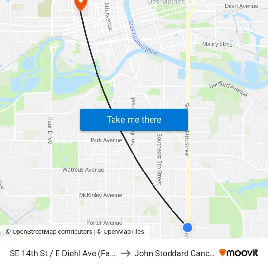 SE 14th St / E Diehl Ave (Far-Side), Dsm to John Stoddard Cancer Center map