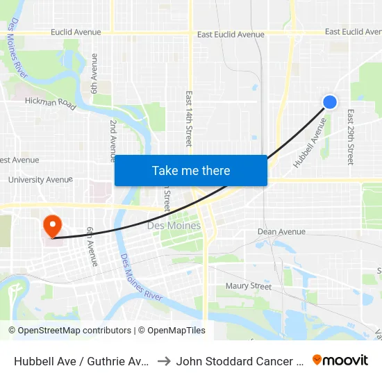 Hubbell Ave / Guthrie Ave, Dsm to John Stoddard Cancer Center map