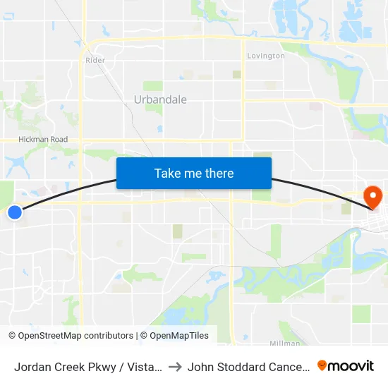 Jordan Creek Pkwy / Vista Dr, Wdm to John Stoddard Cancer Center map