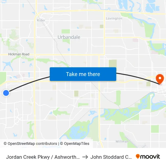 Jordan Creek Pkwy / Ashworth Rd (Far-Side), Wdm to John Stoddard Cancer Center map