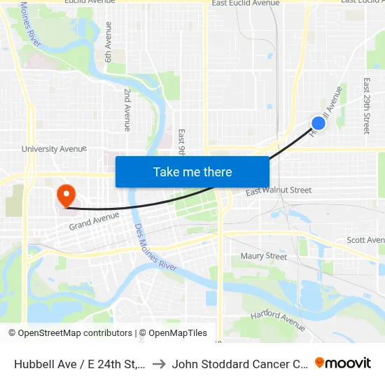 Hubbell Ave / E 24th St, Dsm to John Stoddard Cancer Center map