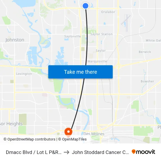 Dmacc Blvd / Lot L P&R, Ank to John Stoddard Cancer Center map