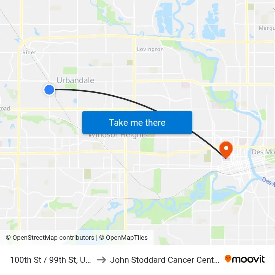 100th St / 99th St, Urb to John Stoddard Cancer Center map