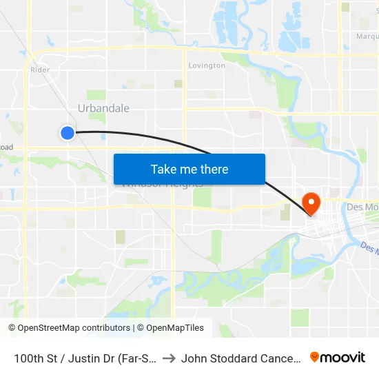 100th St / Justin Dr (Far-Side), Urb to John Stoddard Cancer Center map