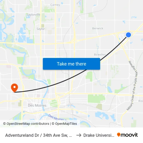 Adventureland Dr / 34th Ave Sw, Alt to Drake University map