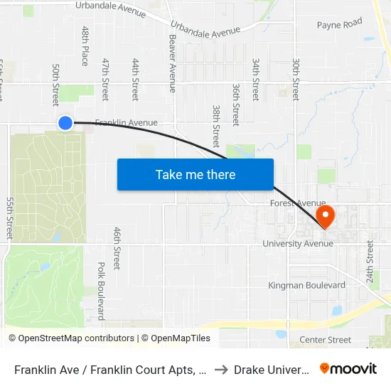 Franklin Ave / Franklin Court Apts, Dsm to Drake University map