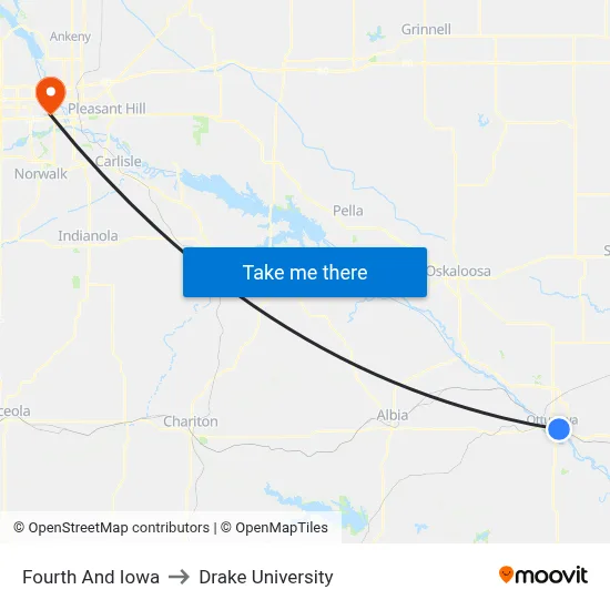 Fourth And Iowa to Drake University map