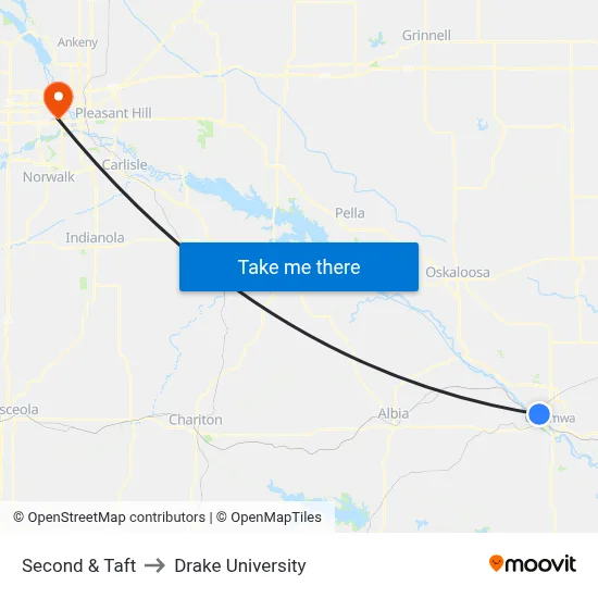 Second & Taft to Drake University map
