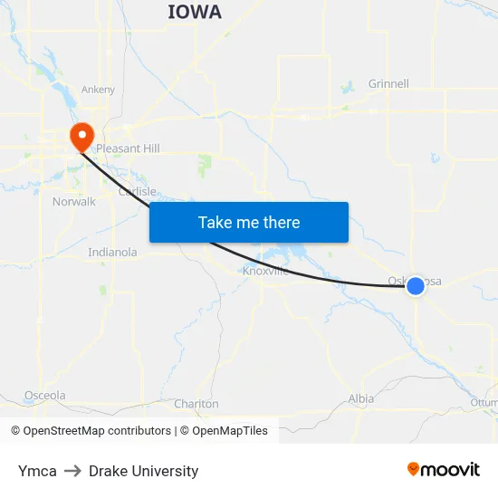 Ymca to Drake University map