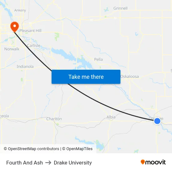 Fourth And Ash to Drake University map