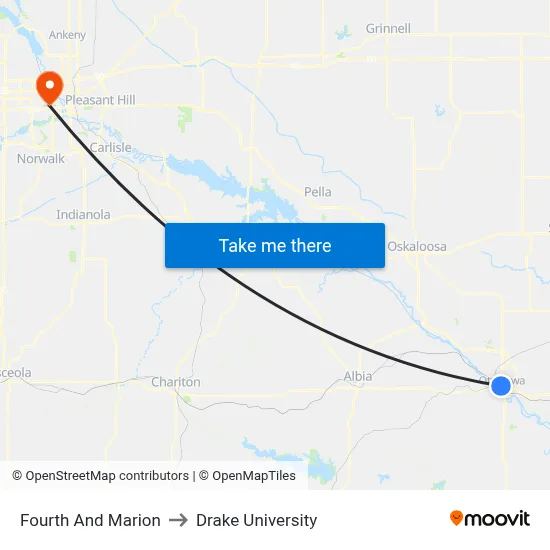 Fourth And Marion to Drake University map