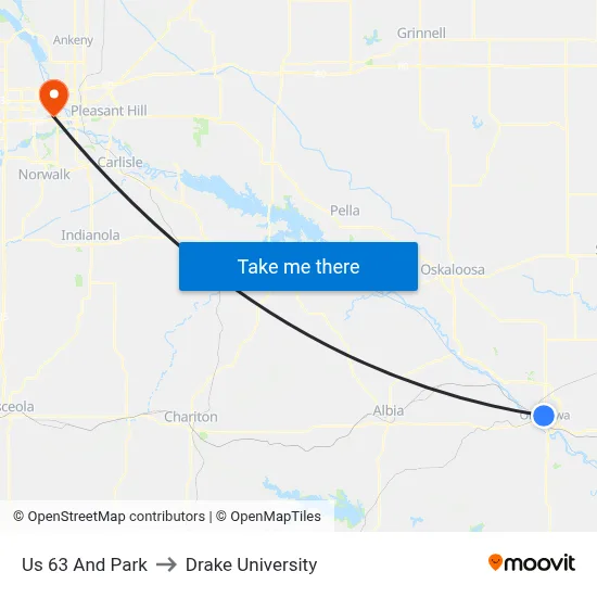 Us 63 And Park to Drake University map