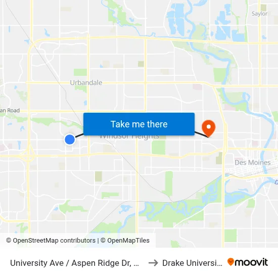 University Ave / Aspen Ridge Dr, Clv to Drake University map