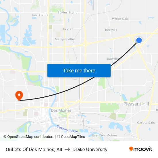 Outlets Of Des Moines, Alt to Drake University map