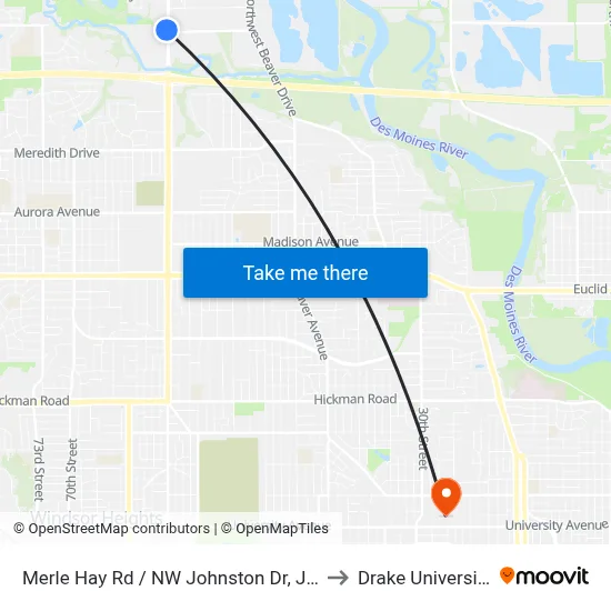 Merle Hay Rd / NW Johnston Dr, Jst to Drake University map
