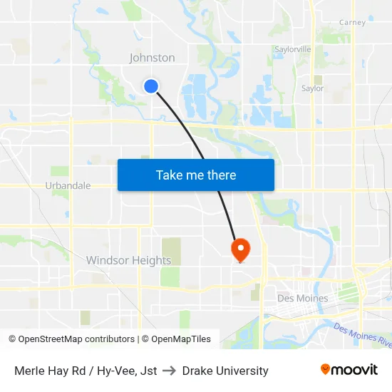 Merle Hay Rd / Hy-Vee, Jst to Drake University map