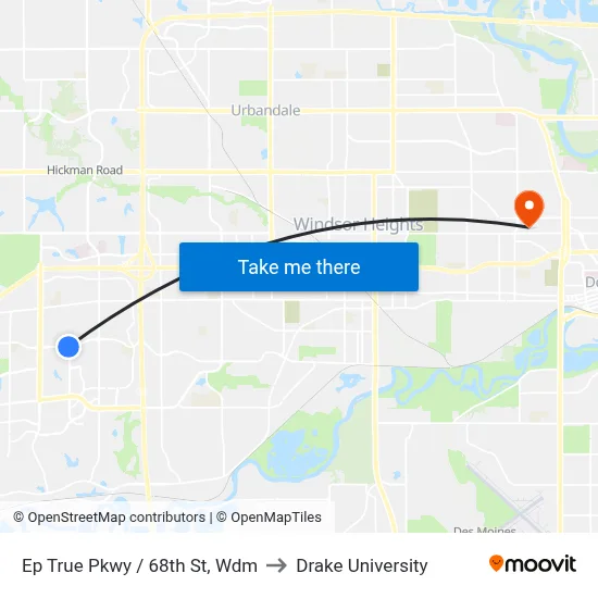 Ep True Pkwy / 68th St, Wdm to Drake University map