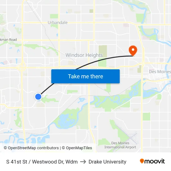 S 41st St / Westwood Dr, Wdm to Drake University map