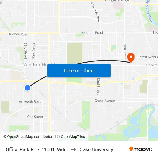 Office Park Rd / #1001, Wdm to Drake University map